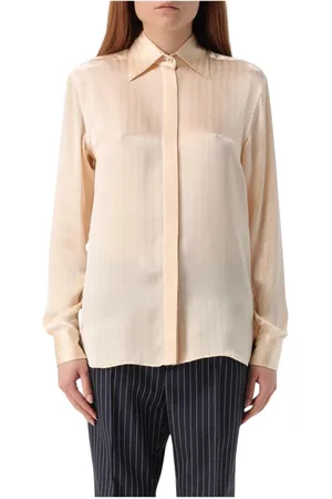 Tom Ford Bluzki, Kobieta, Pomarańczowy, XS, Elegancka Brzoskwiniowa Jedwabna Bluzka