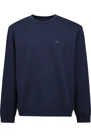 Acne Studios Bluzy, Mężczyzna, Niebieski, M, Bawełniany Sweter Polarowy z Haftowanym Logo