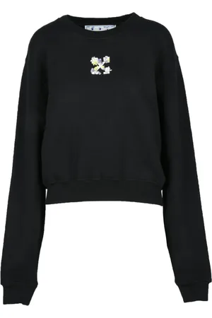 OFF-WHITE Bluzy, Kobieta, Czarny, S, Bawełniana Bluza - Model Felpa