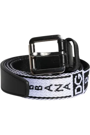 Dolce & Gabbana Akcesoria, Mężczyzna, Czarny, 100 CM, Nylon, Metalowe Logo Klamra Pasek Czarny Biały