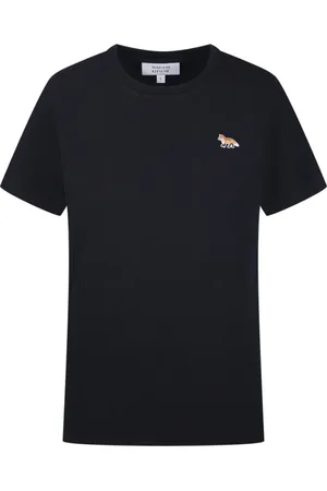 Maison Kitsuné Koszulki, Kobieta, Czarny, S, Czarna Koszulka z naszywką Baby Fox