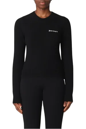 Palm Angels Swetry, Kobieta, Czarny, M, Nylon, Elegancki Czarny Sweter Nylonowy