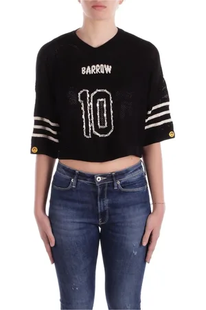 BARROW Swetry, Kobieta, Czarny, S, Nylon, Czarny sweter z przodu haftowane logo
