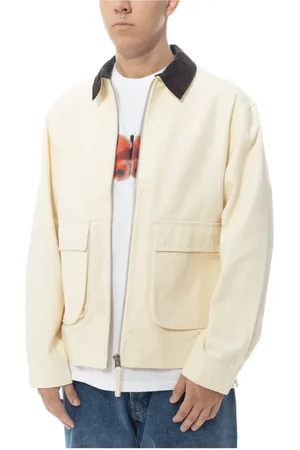 Pop Trading Company Kurtki, Mężczyzna, Beżowy, L, Nylon, Kurtka Off White Full Zip