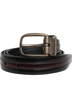 Dolce & Gabbana Akcesoria, unisex, Czarny, 100 CM, Czarno-Bordowy Metalowy Pasek z Logo