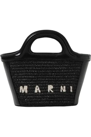 Marni Torebki, Kobieta, Czarny, ONE SIZE, Plecak Raffia Mini Trunk