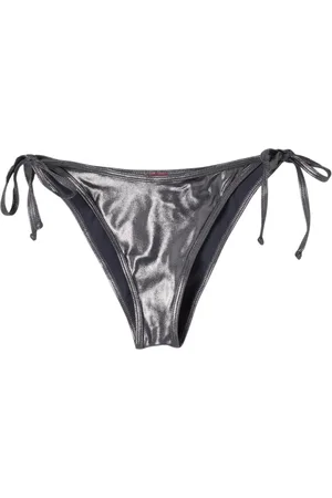 Diesel Stroje kąpielowe, Kobieta, Czarny, S, Metallic Tie Side Bikini Bottoms