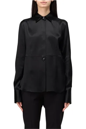 Brunello Cucinelli Bluzki, Kobieta, Czarny, L, Elegancka Czarna Jedwabna Bluzka