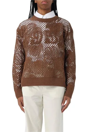 Max Mara Swetry, Kobieta, brązowy, XS, Biała Sweter z Długim Rękawem na Drutach