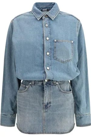 haikure Sukienki, Kobieta, Niebieski, M, Denim, Sukienka koszulowa z denimu z regulowanym dopasowaniem