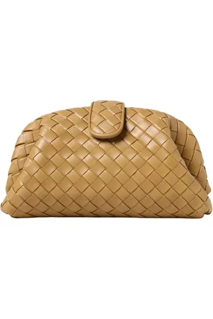 Bottega Veneta Torebki, Kobieta, brązowy, ONE SIZE, Karmelowa Pleciona Kopertówka