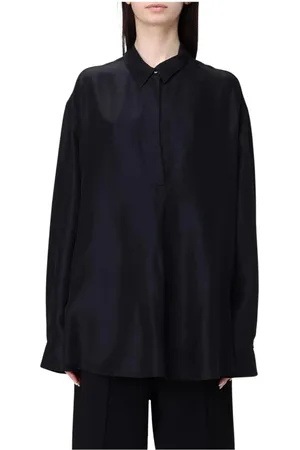 BARENA Bluzki, Kobieta, Czarny, S, Czarna Koszula z Guzikami Elegancki Styl