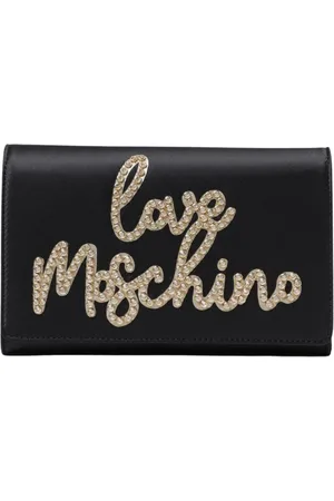 Moschino Torebki, Kobieta, Czarny, ONE SIZE, Rhinestone Logo Clutch Torba