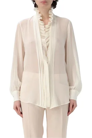 Tom Ford Bluzki, Kobieta, Beżowy, XS, Luksusowa Żółta Bluzka Jedwabna