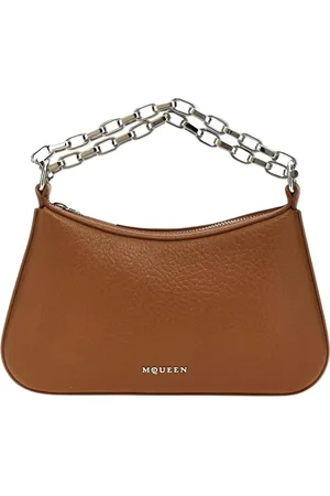 Alexander McQueen Torebki, Kobieta, brązowy, ONE SIZE, Brązowa Skórzana Torba na Ramię z Łańcuchem