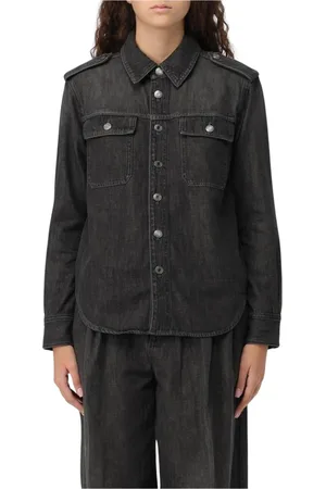 Michael Kors Bluzki, Kobieta, Czarny, XS, Denim, Czarna Koszula z Denimu Luźny Krój