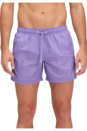 Sundek Stroje kąpielowe, Mężczyzna, Fioletowy, XL, Nylon, Metaliczne Fioletowe Szorty Kąpielowe z Tęczą