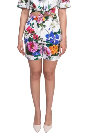 Dolce & Gabbana Szorty, Kobieta, Wielobarwność, M, Spodnie Cretonne z Kwiatowym Wzorem