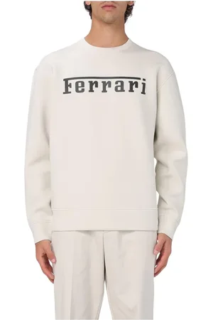 FERRARI Bluzy, Mężczyzna, Beżowy, S, Luksusowy Sweter z okrągłym dekoltem i ściągaczami