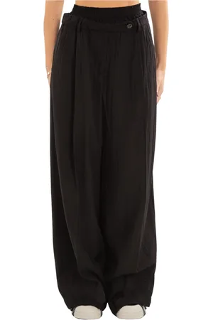 White Sand Spodnie, Kobieta, Czarny, M, Stylowe Double Waist Loose Pants