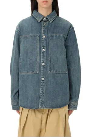Jil Sander Bluzki, Kobieta, Niebieski, S, Elegancki Niebieski Sweter z Wzorem Koszuli