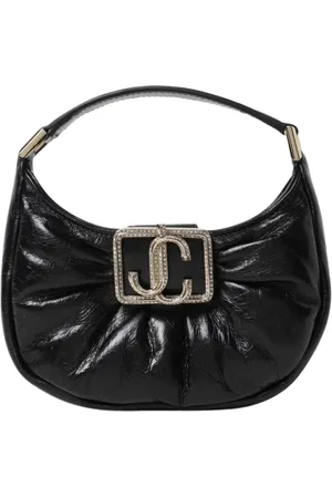 Jimmy Choo Torebki, Kobieta, Czarny, ONE SIZE, Zmarszczona Skórzana Mini Torba