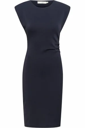 INWEAR Sukienki, Kobieta, Niebieski, 2XS, Elegancka Granatowa Sukienka z Marszczeniami