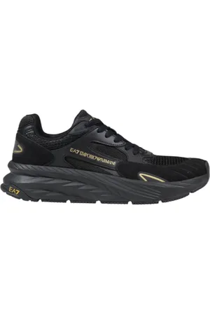 EA7 Buty, Mężczyzna, Czarny, 44 EU, Poliester, Sznurowane sneakersy z gumową podeszwą