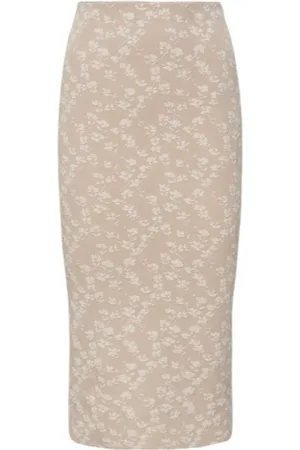 Fendi Spódnice, Kobieta, Beżowy, S, Spódnica w Wzór Jacquard w Kolorze Palonej Kawy