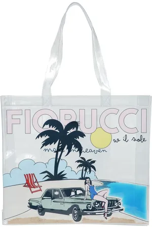 Fiorucci Torebki, Kobieta, Szary, ONE SIZE, Torba plażowa z grafiką na przodzie