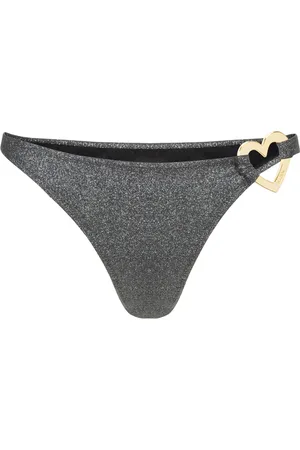 Moschino Stroje kąpielowe, Kobieta, Czarny, L, Serca Glitter Bikini Dolne