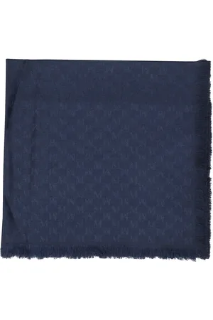 Max Mara Akcesoria, Kobieta, Niebieski, ONE SIZE, Monogramowy Szal Wełniany i Jedwabny