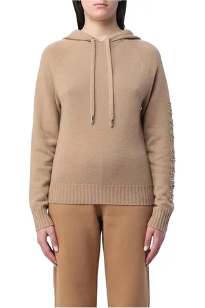 Max Mara Bluzy, Kobieta, brązowy, XS, Kaszmir, Kaszmirowa bluza z ozdobnymi rękawami