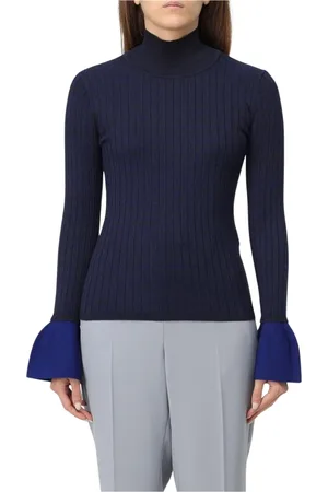 Emporio Armani Swetry, Kobieta, Niebieski, M, Niebieski Sweter z Dzwonowymi Rękawami