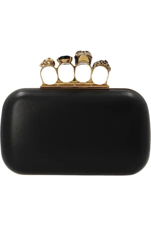 Alexander McQueen Torebki, Kobieta, Czarny, ONE SIZE, Czarna Kopertówka z Pierścieniami