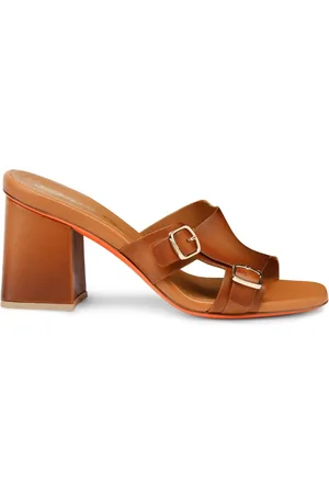 santoni Buty, Kobieta, brązowy, 37 1/2 EU, Skórzany sandał z podwójną sprzączką dla kobiet