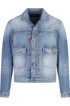 Dsquared2 Kurtki, Mężczyzna, Niebieski, L, Denim, Niebieska Kurtka Jeansyowa Heritage Boxy