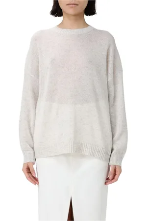 Brunello Cucinelli Swetry, Kobieta, Beżowy, L, Kaszmir, Cashmere Pullover Sweater
