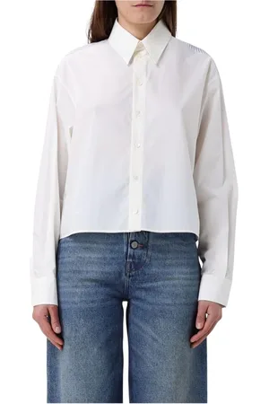 Maison Margiela Bluzki, Kobieta, Biały, M, Wielokolorowy Krótki Bawełniany Kardigan