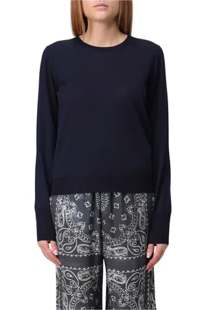Golden Goose Swetry, Kobieta, Niebieski, M, Niebieski Sweter Merino z Okrągłym Dekoltem