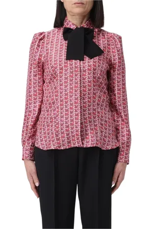 Max Mara Bluzki, Kobieta, Różowy, XS, Jedwabna bluzka z kokardą