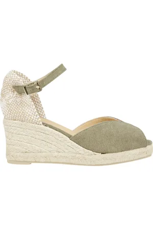 Castaner Buty, Kobieta, Zielony, 38 EU, Organiczne sandały na koturnie z bawełny