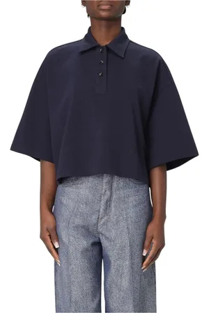 Bottega Veneta Koszulki, Kobieta, Niebieski, S, Niebieska Klasyczna Koszulka Polo