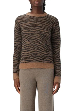 Max Mara Swetry, Kobieta, brązowy, L, Zebra Print Mohair Sweater