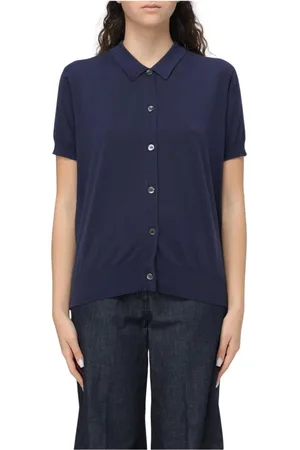Aspesi Swetry, Kobieta, Niebieski, S, Granatowy Sweter Polo Damski