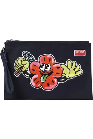 Kenzo Torebki, Kobieta, Niebieski, ONE SIZE, Kwiatowy Płócienny Clutch