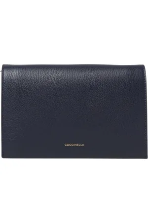Coccinelle Torebki, Kobieta, Niebieski, ONE SIZE, Złota Skórzana Torebka Clutch