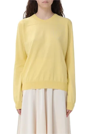 Jil Sander Swetry, Kobieta, Żółty, M, Żółty Sweter z Okrągłym Dekoltem Minimalistyczny Design