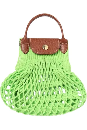 Longchamp Torebki, Kobieta, Zielony, ONE SIZE, Len, Torba na ramię z siateczki w kolorze jabłkowej zieleni