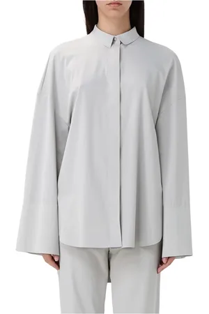 Max Mara Bluzki, Kobieta, Szary, M, Jasnoszara Bluzka Oversize z Ukrytym Zapięciem na Guziki